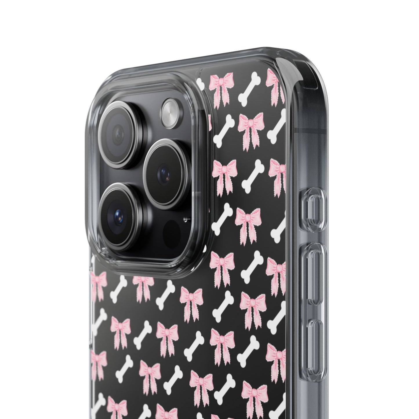 Cute Bow Pattern Clear Case for iPhone, Stylish Phone Cover, Pet Lover Gift, Dog Lover Accessory, Customizable iPhone Case