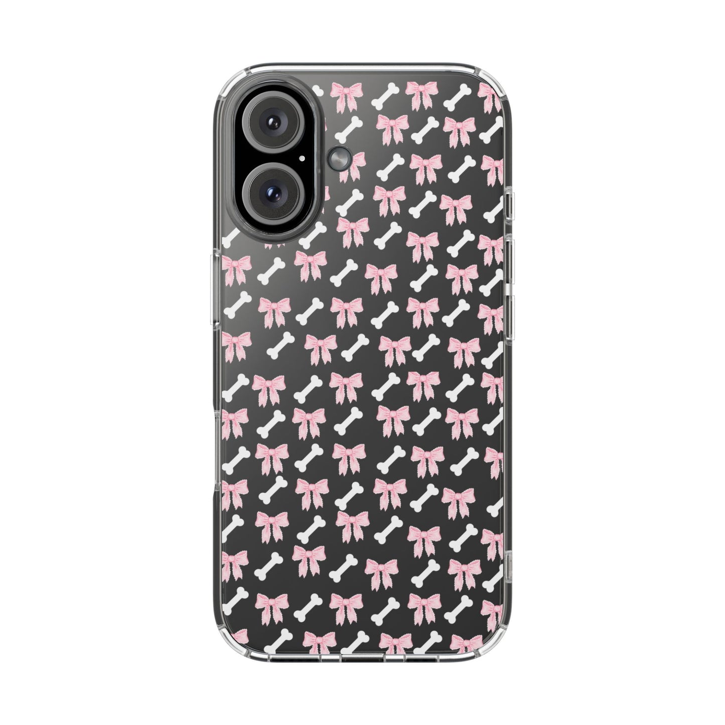 Cute Bow Pattern Clear Case for iPhone, Stylish Phone Cover, Pet Lover Gift, Dog Lover Accessory, Customizable iPhone Case