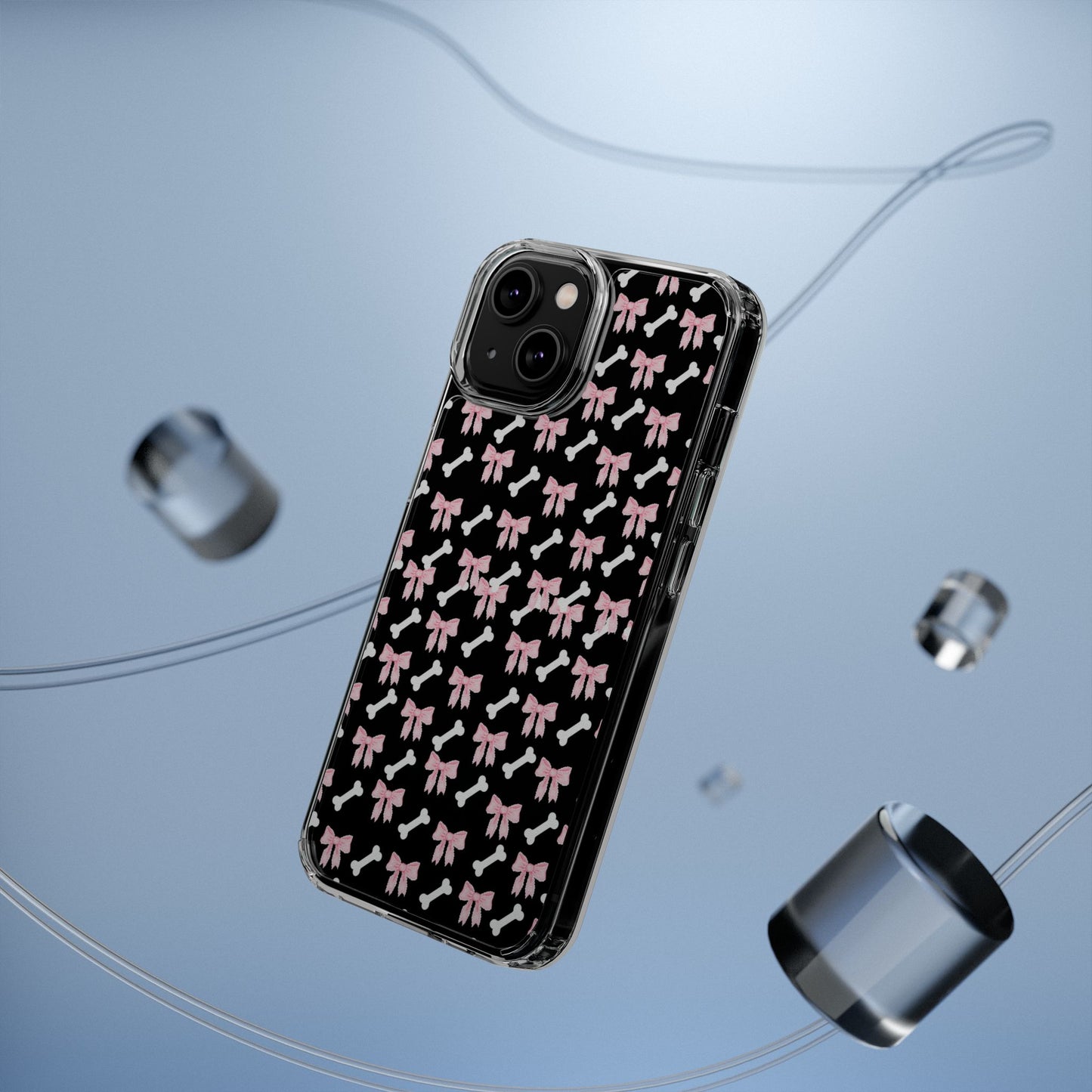 Cute Bow Pattern Clear Case for iPhone, Stylish Phone Cover, Pet Lover Gift, Dog Lover Accessory, Customizable iPhone Case