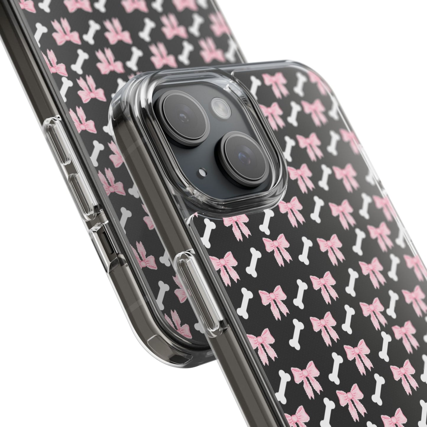 Cute Bow Pattern Clear Case for iPhone, Stylish Phone Cover, Pet Lover Gift, Dog Lover Accessory, Customizable iPhone Case