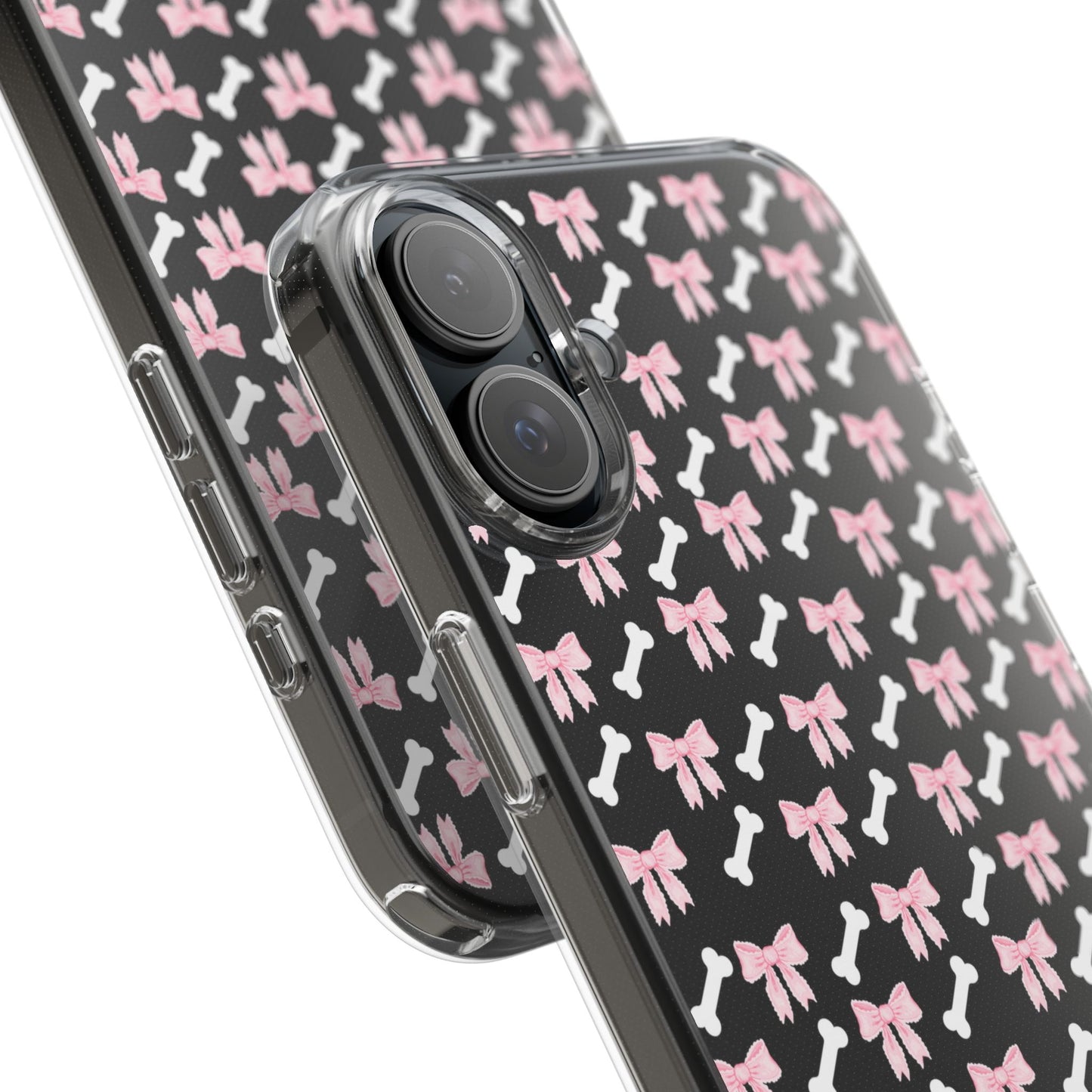 Cute Bow Pattern Clear Case for iPhone, Stylish Phone Cover, Pet Lover Gift, Dog Lover Accessory, Customizable iPhone Case