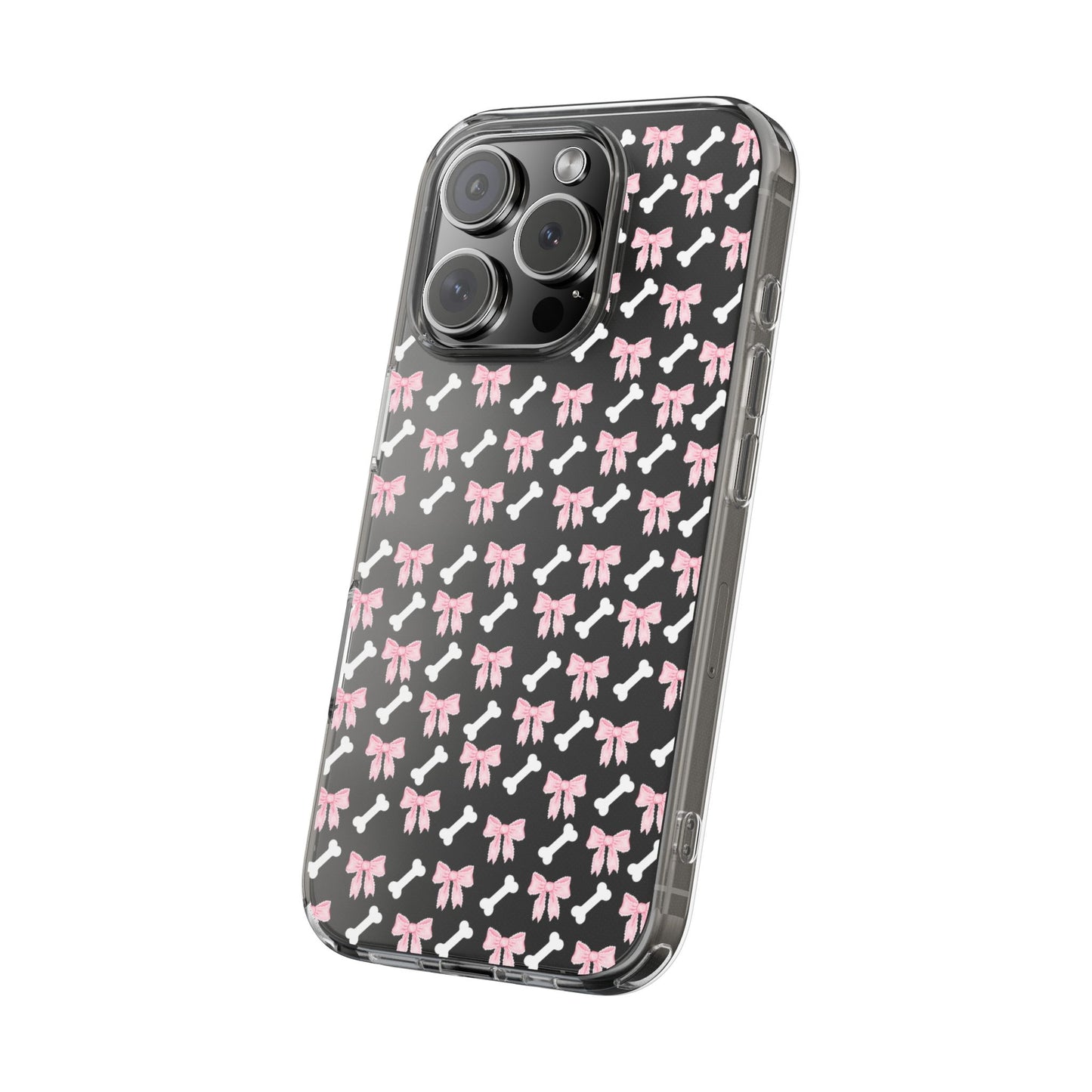 Cute Bow Pattern Clear Case for iPhone, Stylish Phone Cover, Pet Lover Gift, Dog Lover Accessory, Customizable iPhone Case