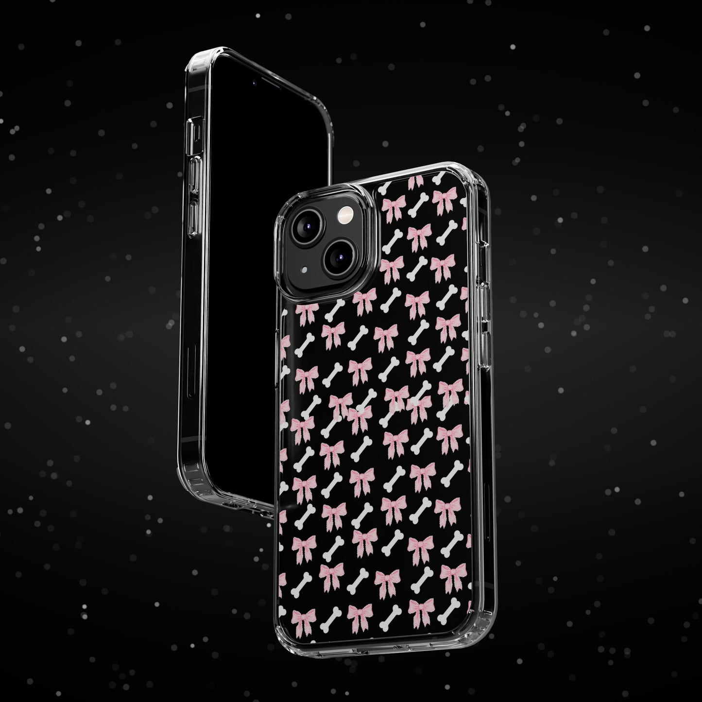 Cute Bow Pattern Clear Case for iPhone, Stylish Phone Cover, Pet Lover Gift, Dog Lover Accessory, Customizable iPhone Case