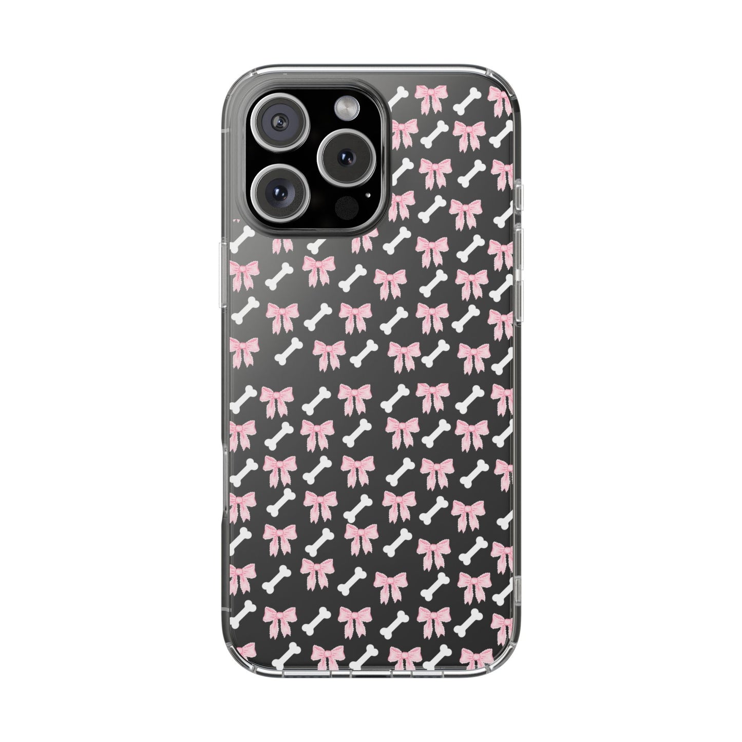Cute Bow Pattern Clear Case for iPhone, Stylish Phone Cover, Pet Lover Gift, Dog Lover Accessory, Customizable iPhone Case