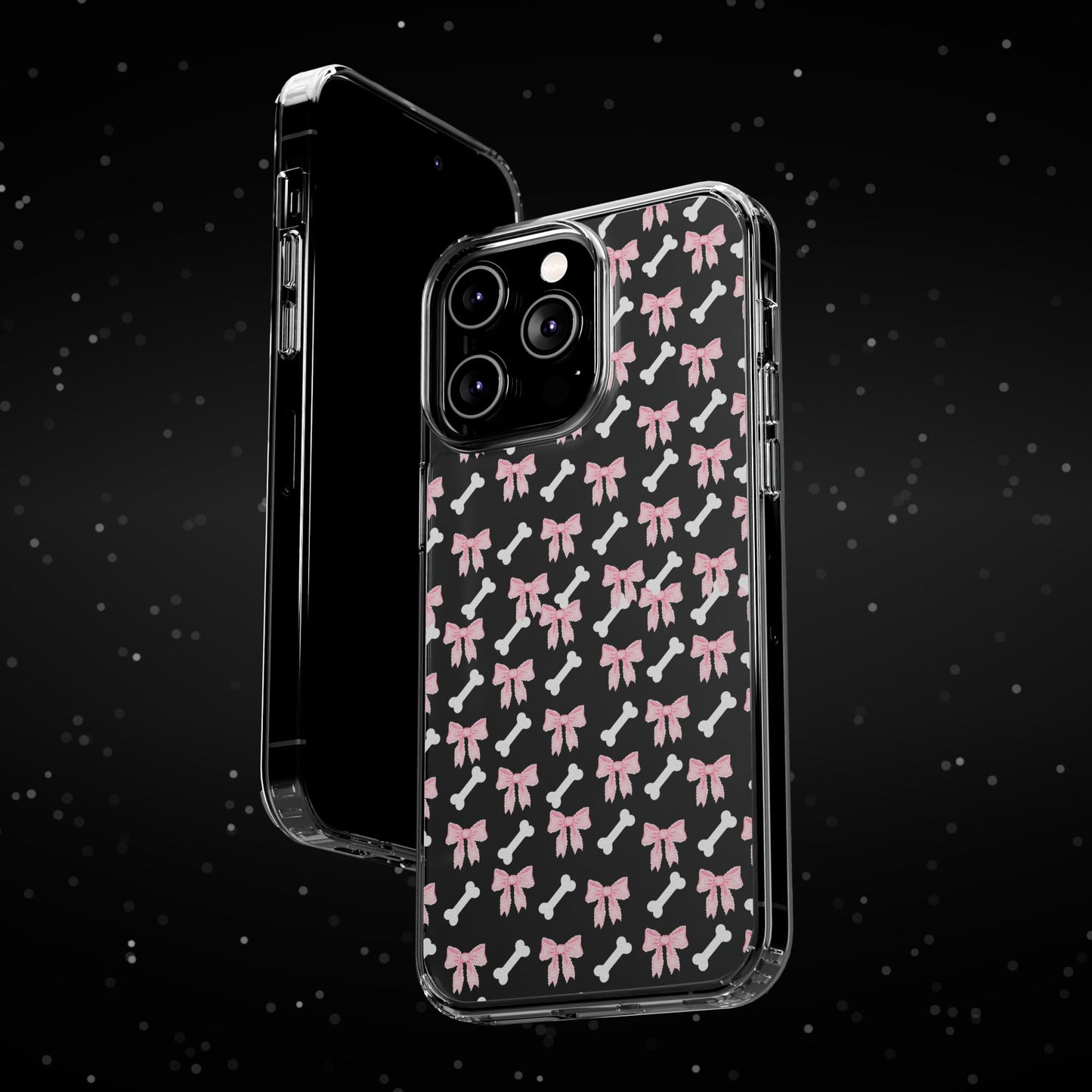 Cute Bow Pattern Clear Case for iPhone, Stylish Phone Cover, Pet Lover Gift, Dog Lover Accessory, Customizable iPhone Case