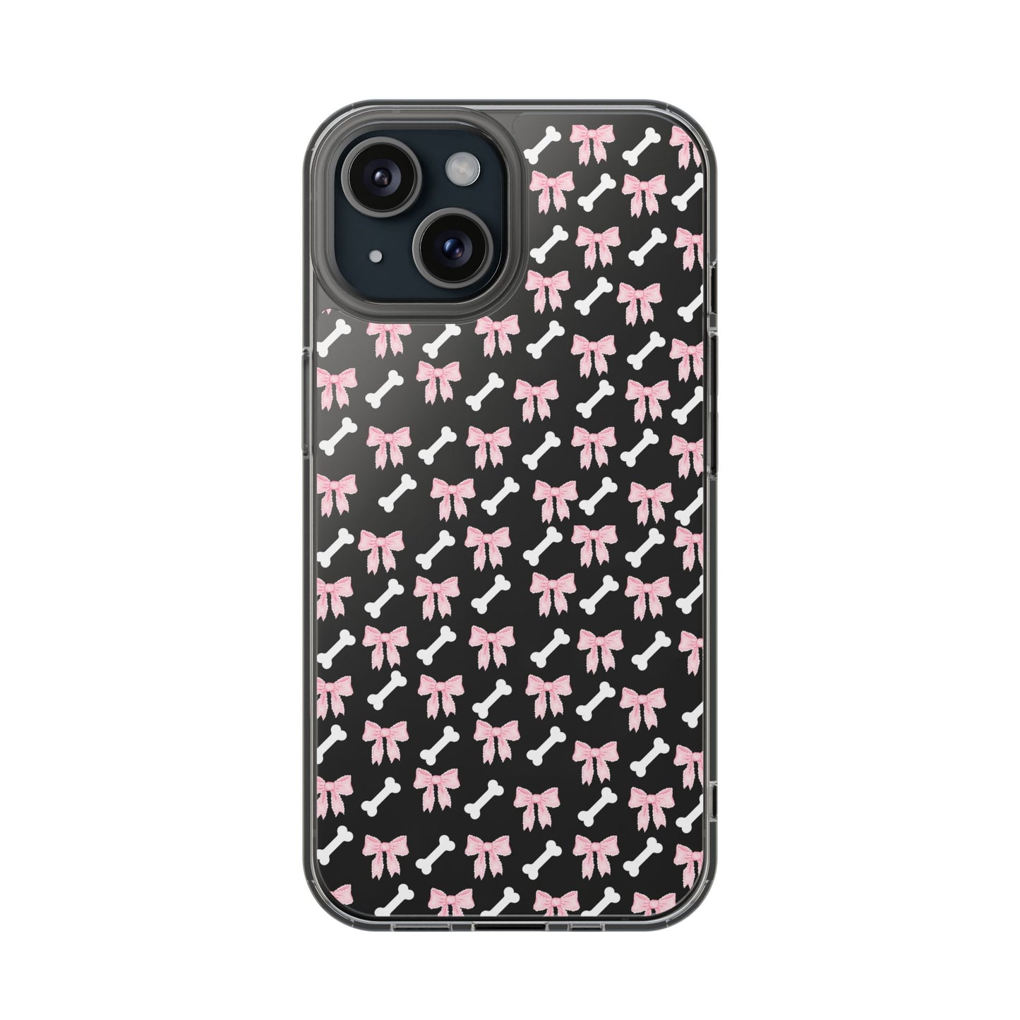 Cute Bow Pattern Clear Case for iPhone, Stylish Phone Cover, Pet Lover Gift, Dog Lover Accessory, Customizable iPhone Case