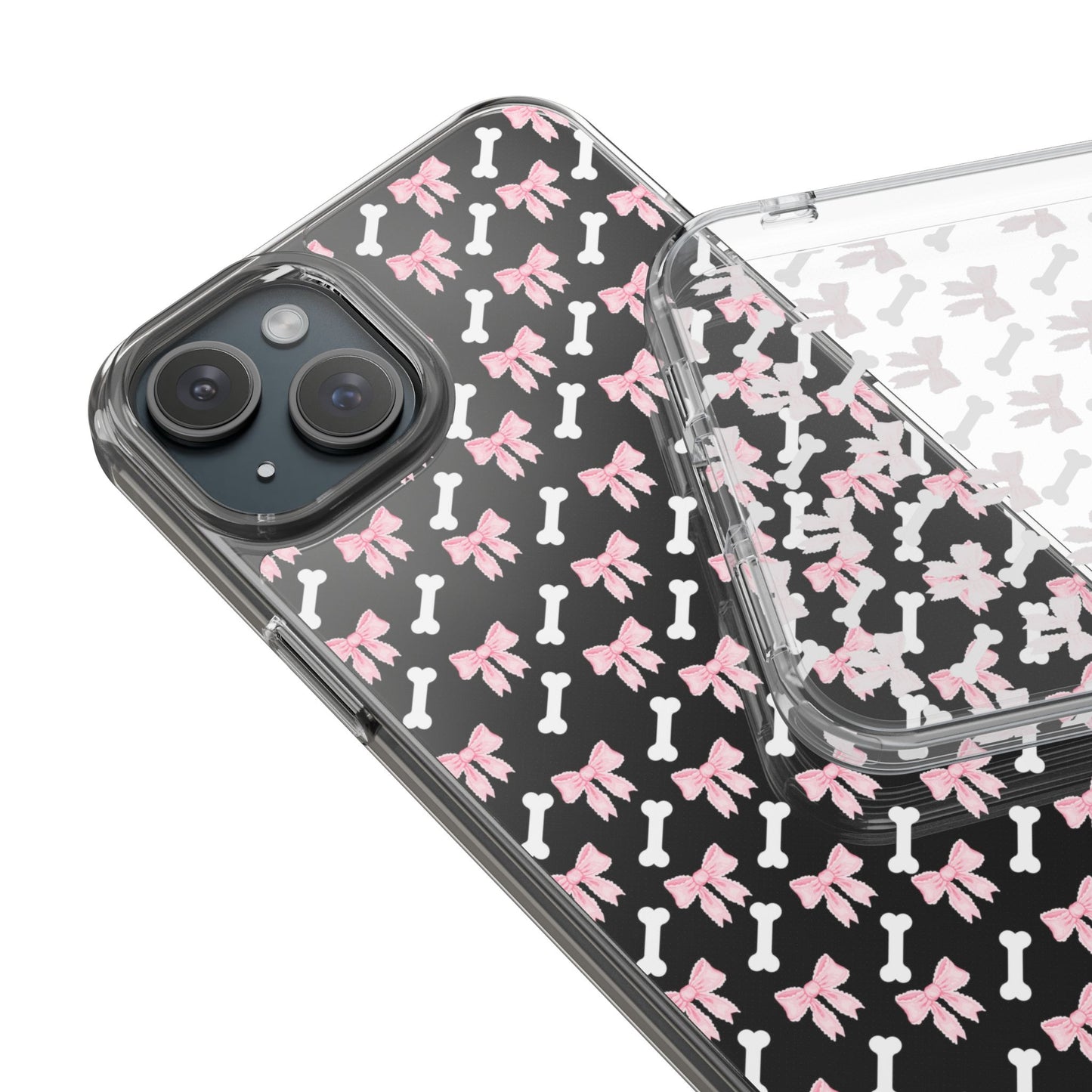 Cute Bow Pattern Clear Case for iPhone, Stylish Phone Cover, Pet Lover Gift, Dog Lover Accessory, Customizable iPhone Case