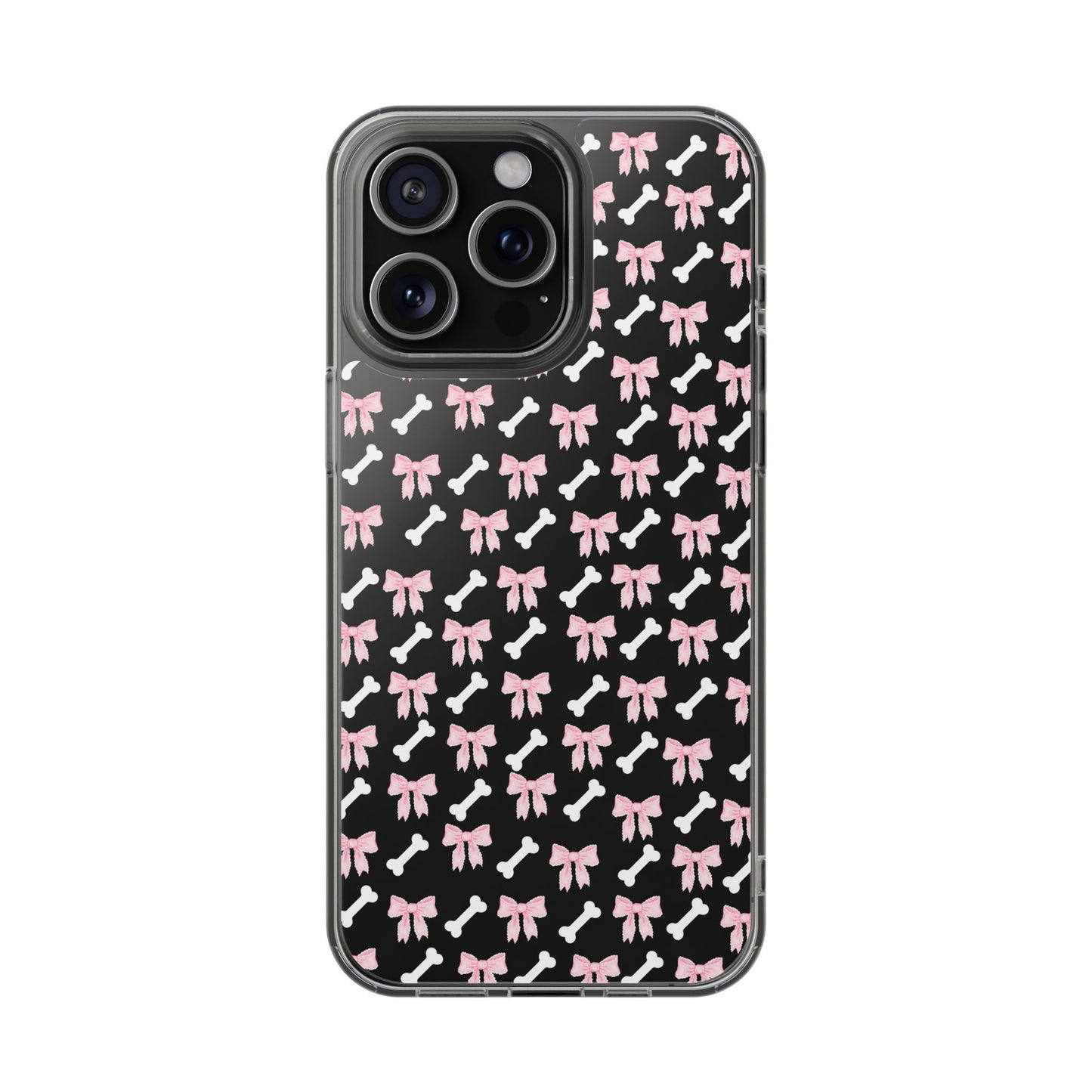 Cute Bow Pattern Clear Case for iPhone, Stylish Phone Cover, Pet Lover Gift, Dog Lover Accessory, Customizable iPhone Case