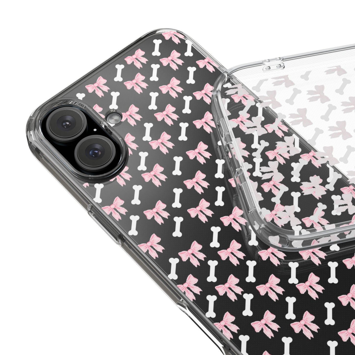 Cute Bow Pattern Clear Case for iPhone, Stylish Phone Cover, Pet Lover Gift, Dog Lover Accessory, Customizable iPhone Case