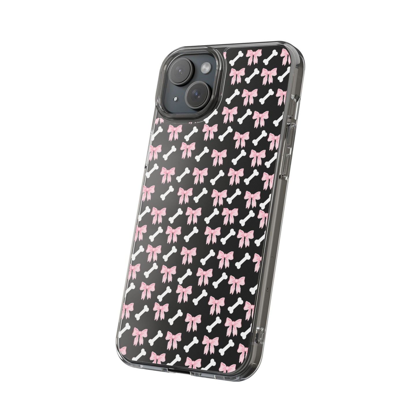 Cute Bow Pattern Clear Case for iPhone, Stylish Phone Cover, Pet Lover Gift, Dog Lover Accessory, Customizable iPhone Case
