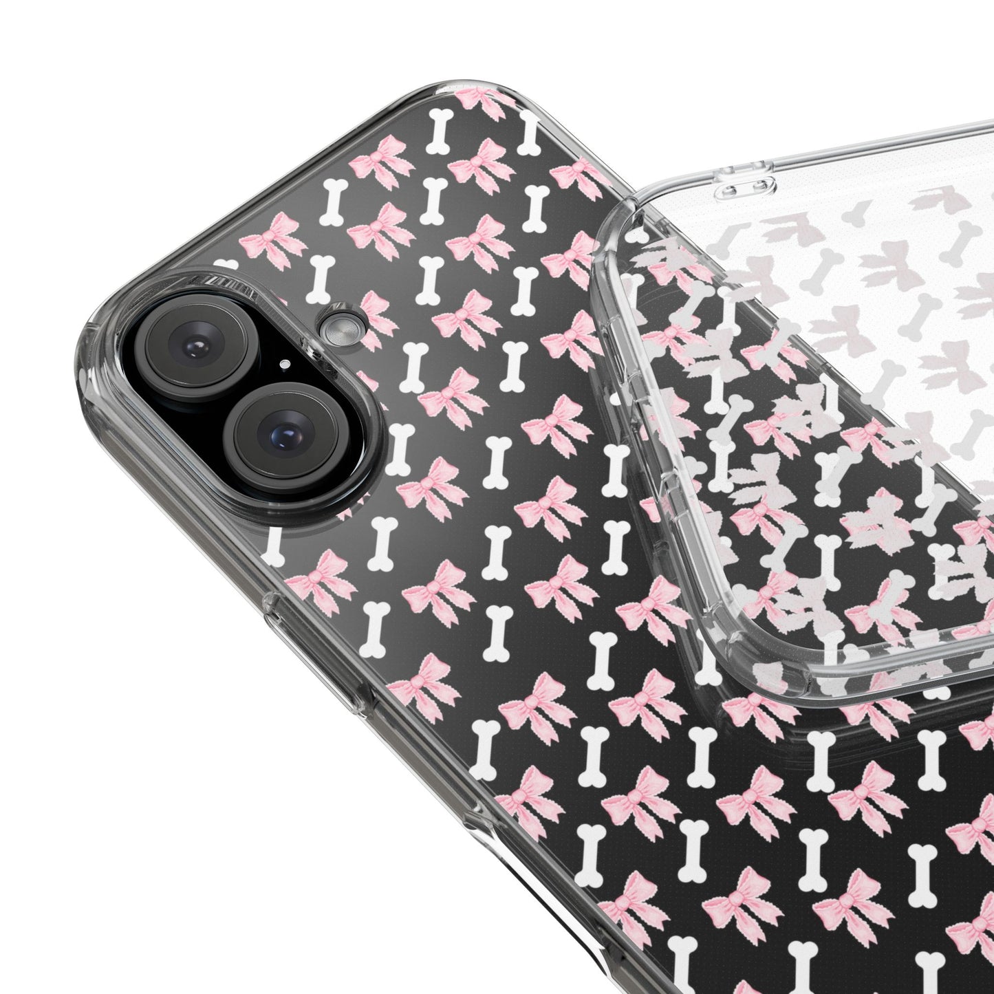Cute Bow Pattern Clear Case for iPhone, Stylish Phone Cover, Pet Lover Gift, Dog Lover Accessory, Customizable iPhone Case