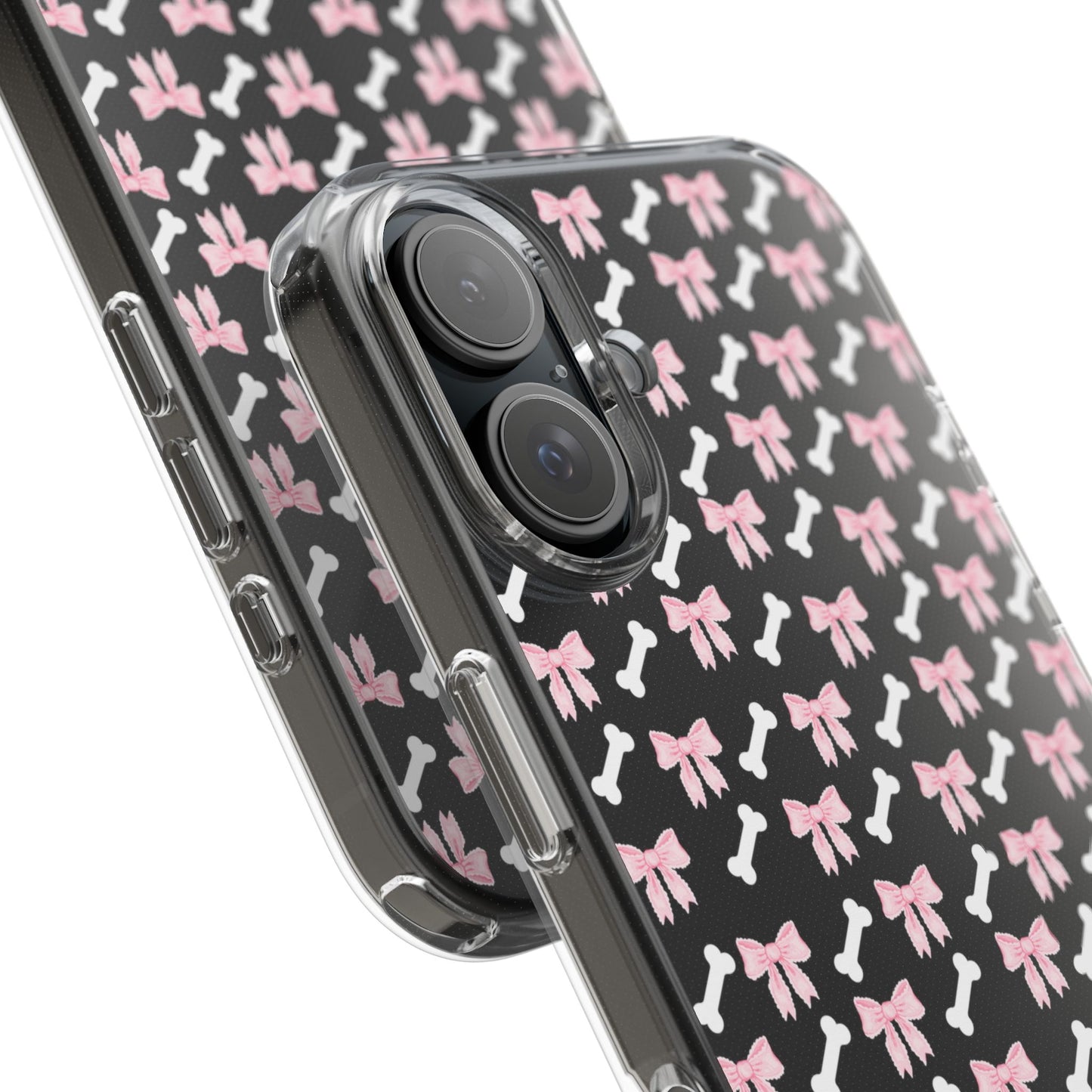 Cute Bow Pattern Clear Case for iPhone, Stylish Phone Cover, Pet Lover Gift, Dog Lover Accessory, Customizable iPhone Case