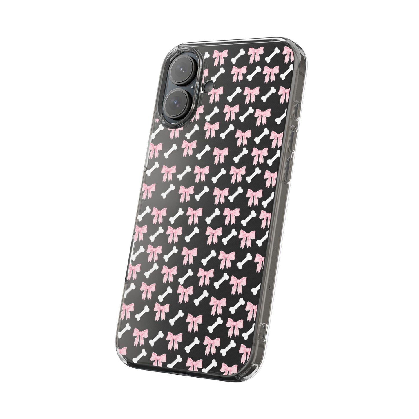 Cute Bow Pattern Clear Case for iPhone, Stylish Phone Cover, Pet Lover Gift, Dog Lover Accessory, Customizable iPhone Case
