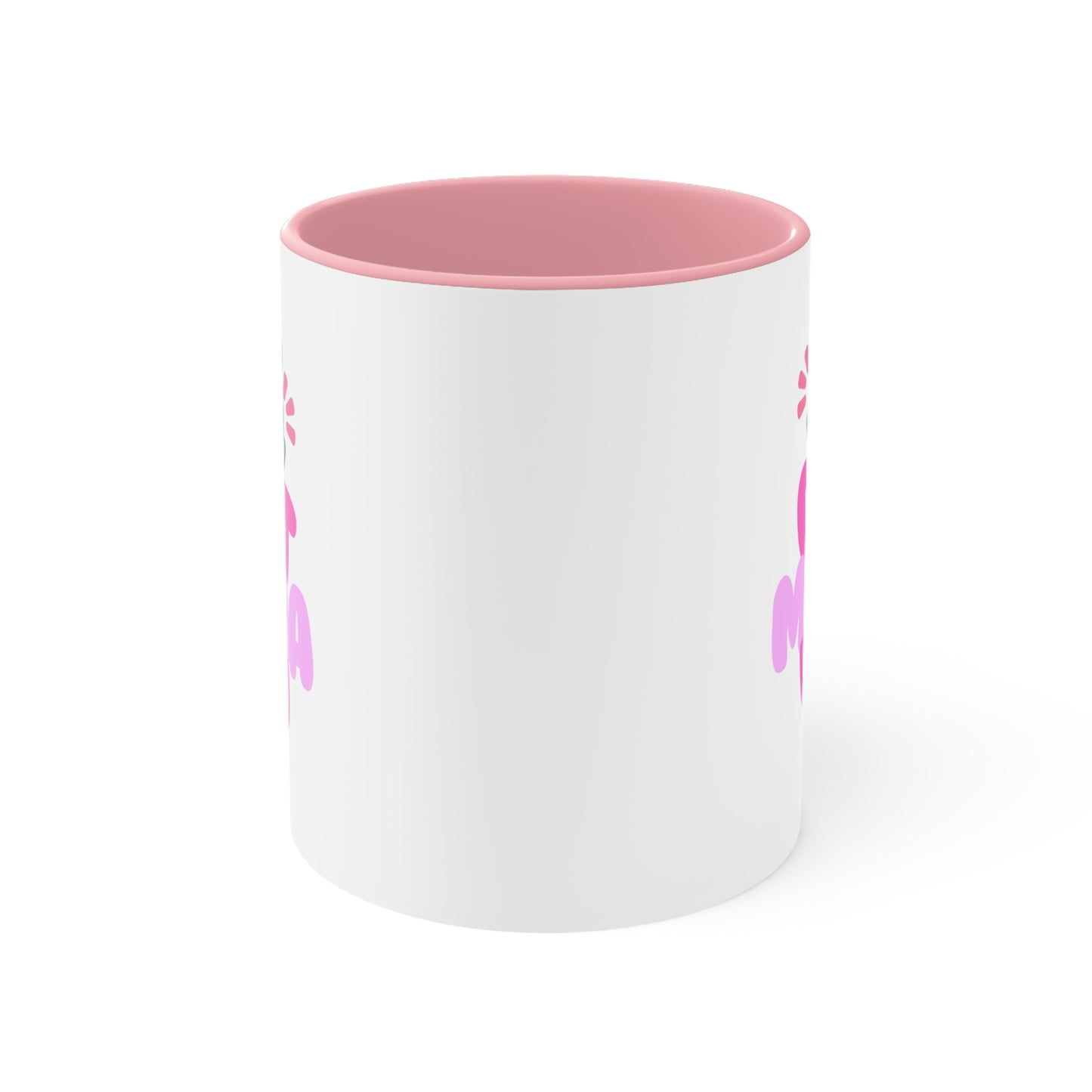 Cute Cat Mama Accent Mug - Perfect Gift for Cat Lovers, Cat Mom Mug, Coffee Cup, Adorable Pet Lover Present, Pink Handle Mug