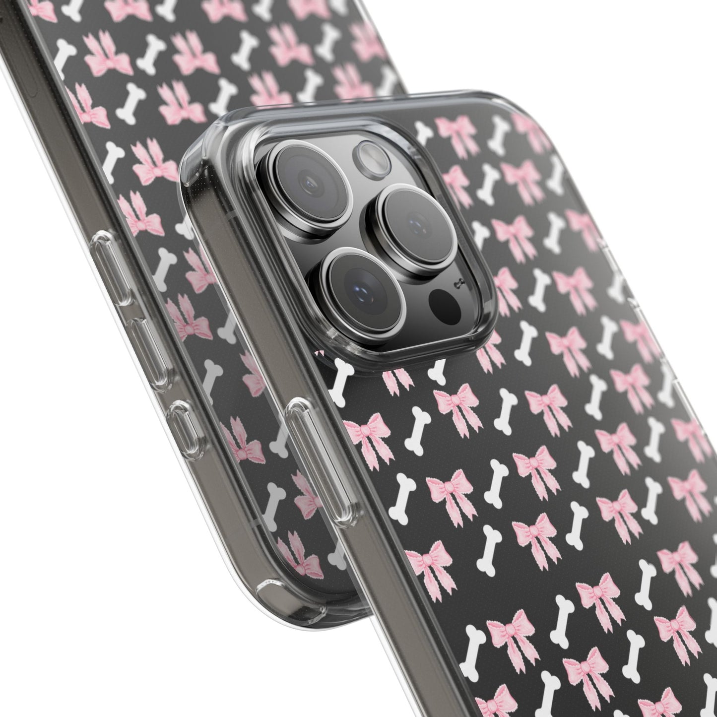 Cute Bow Pattern Clear Case for iPhone, Stylish Phone Cover, Pet Lover Gift, Dog Lover Accessory, Customizable iPhone Case