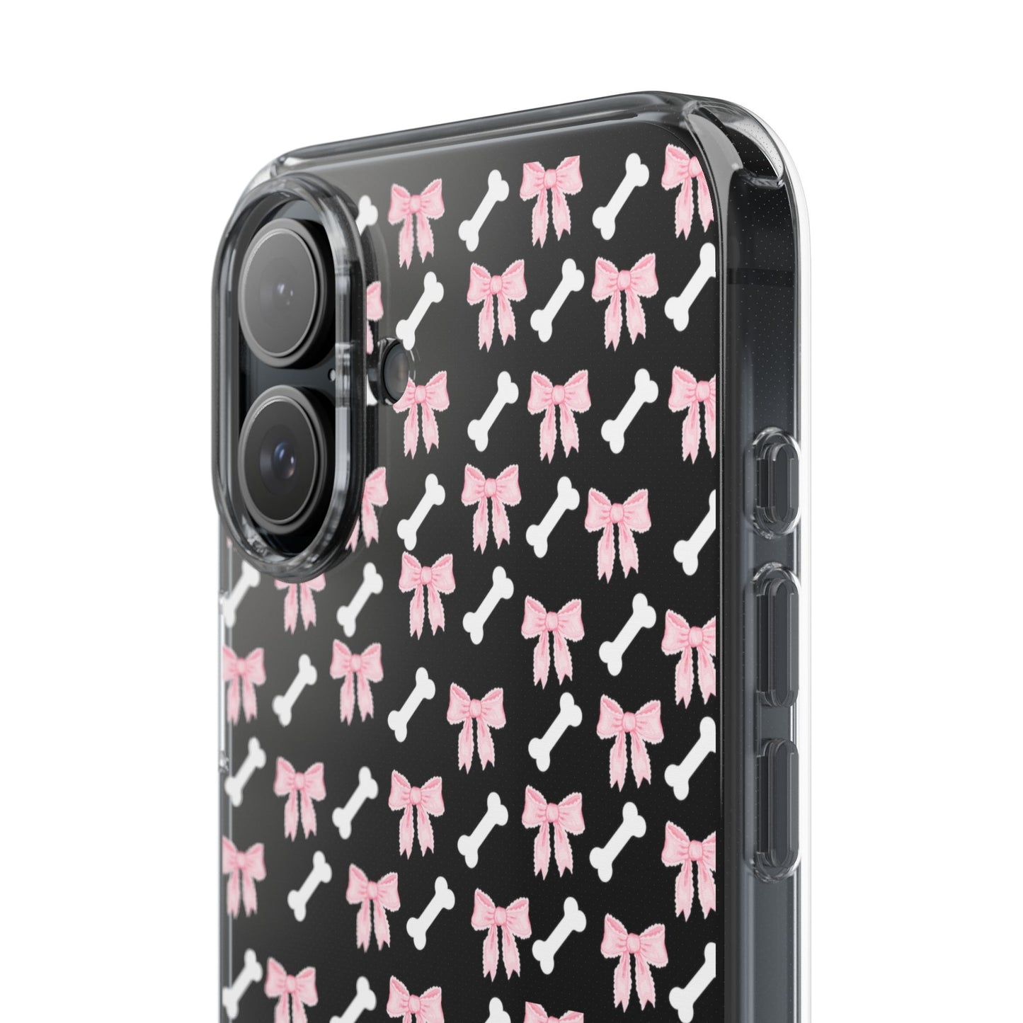 Cute Bow Pattern Clear Case for iPhone, Stylish Phone Cover, Pet Lover Gift, Dog Lover Accessory, Customizable iPhone Case