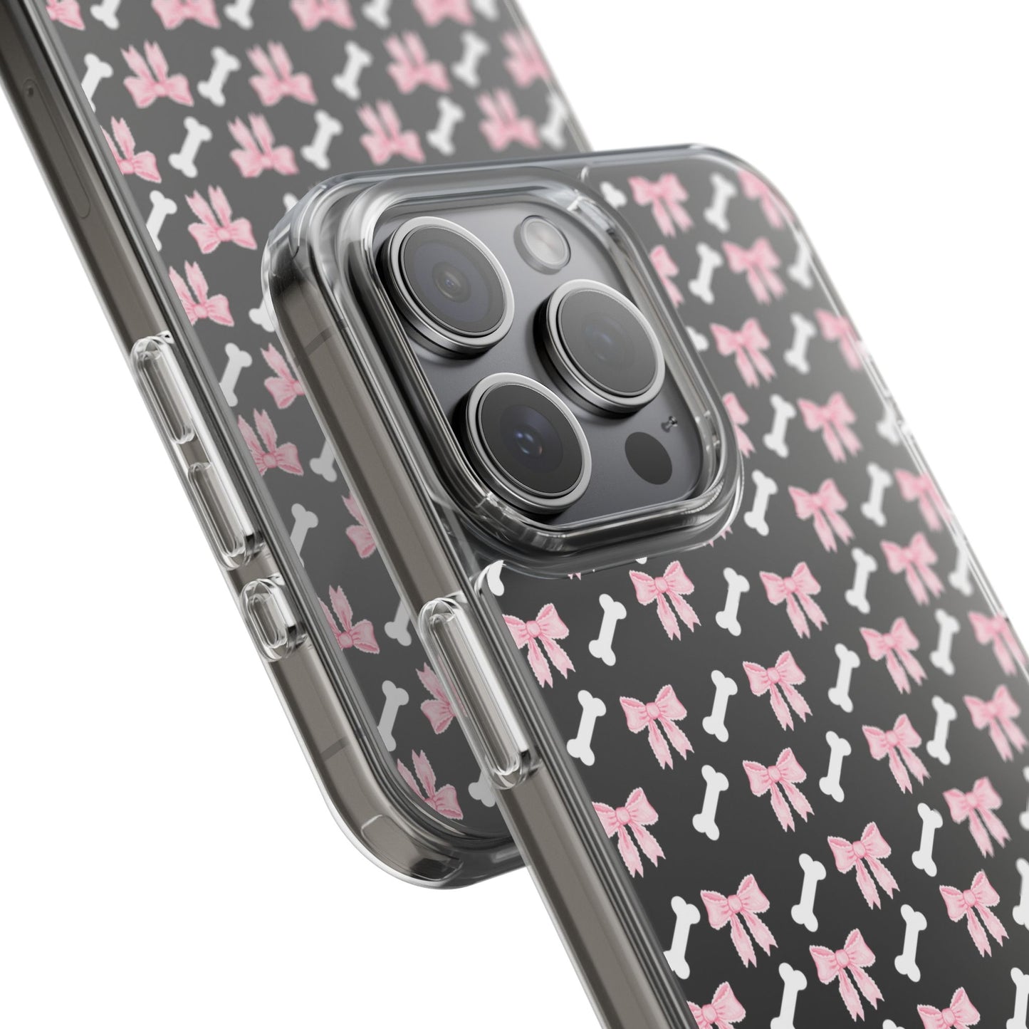 Cute Bow Pattern Clear Case for iPhone, Stylish Phone Cover, Pet Lover Gift, Dog Lover Accessory, Customizable iPhone Case