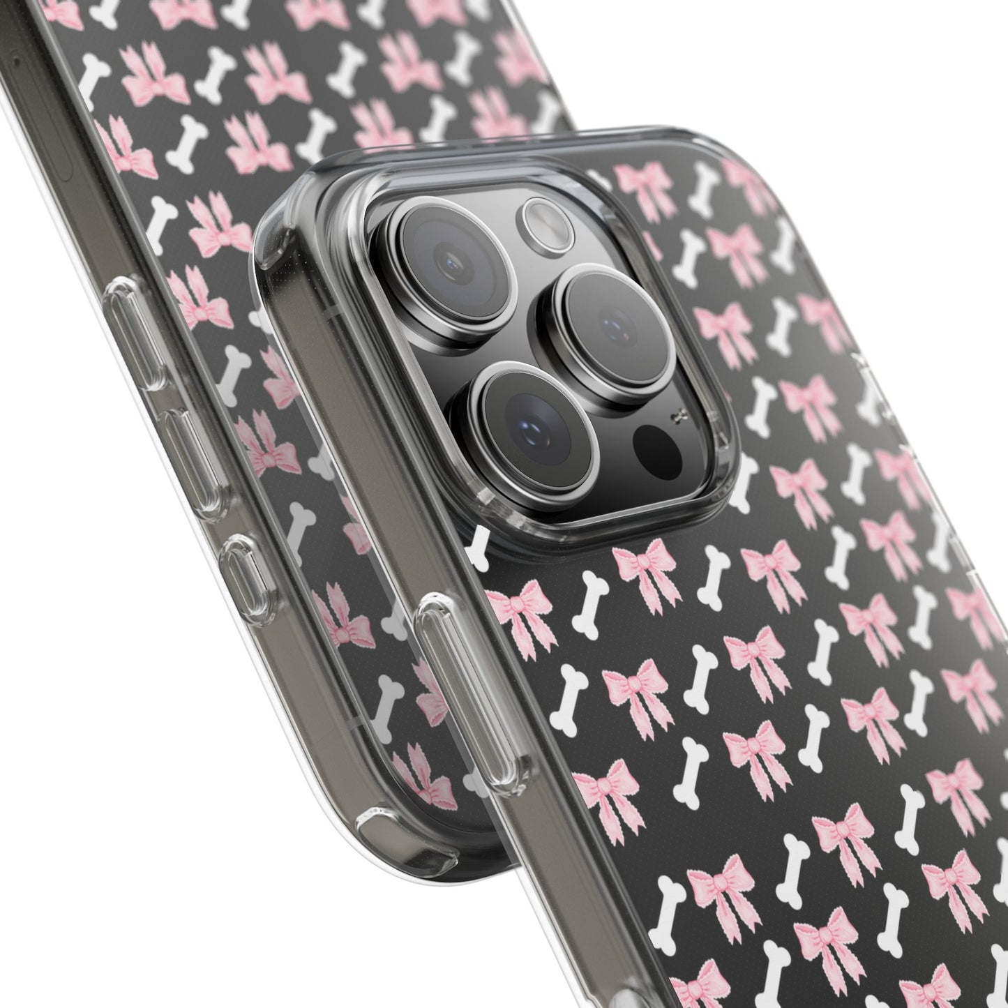 Cute Bow Pattern Clear Case for iPhone, Stylish Phone Cover, Pet Lover Gift, Dog Lover Accessory, Customizable iPhone Case