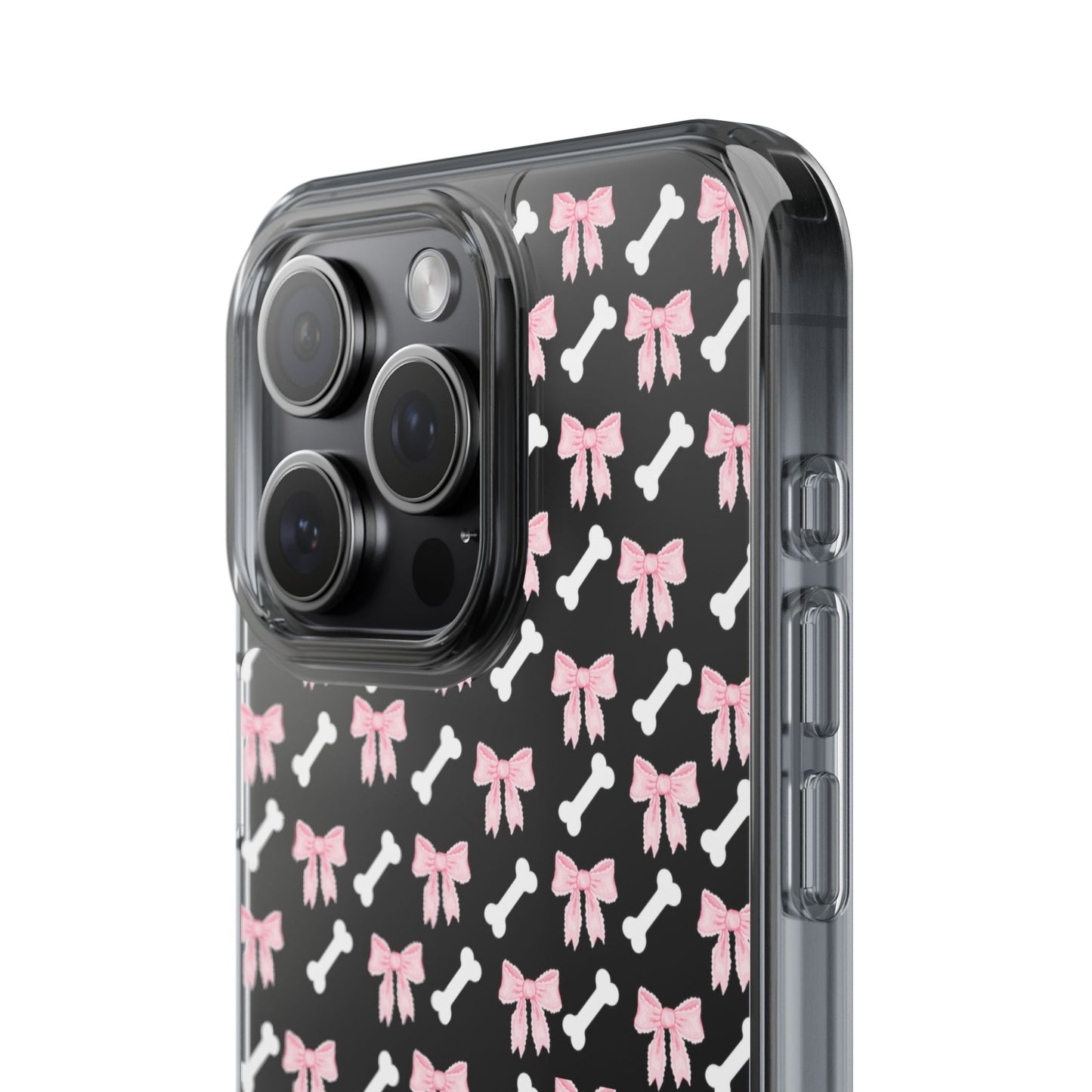 Cute Bow Pattern Clear Case for iPhone, Stylish Phone Cover, Pet Lover Gift, Dog Lover Accessory, Customizable iPhone Case