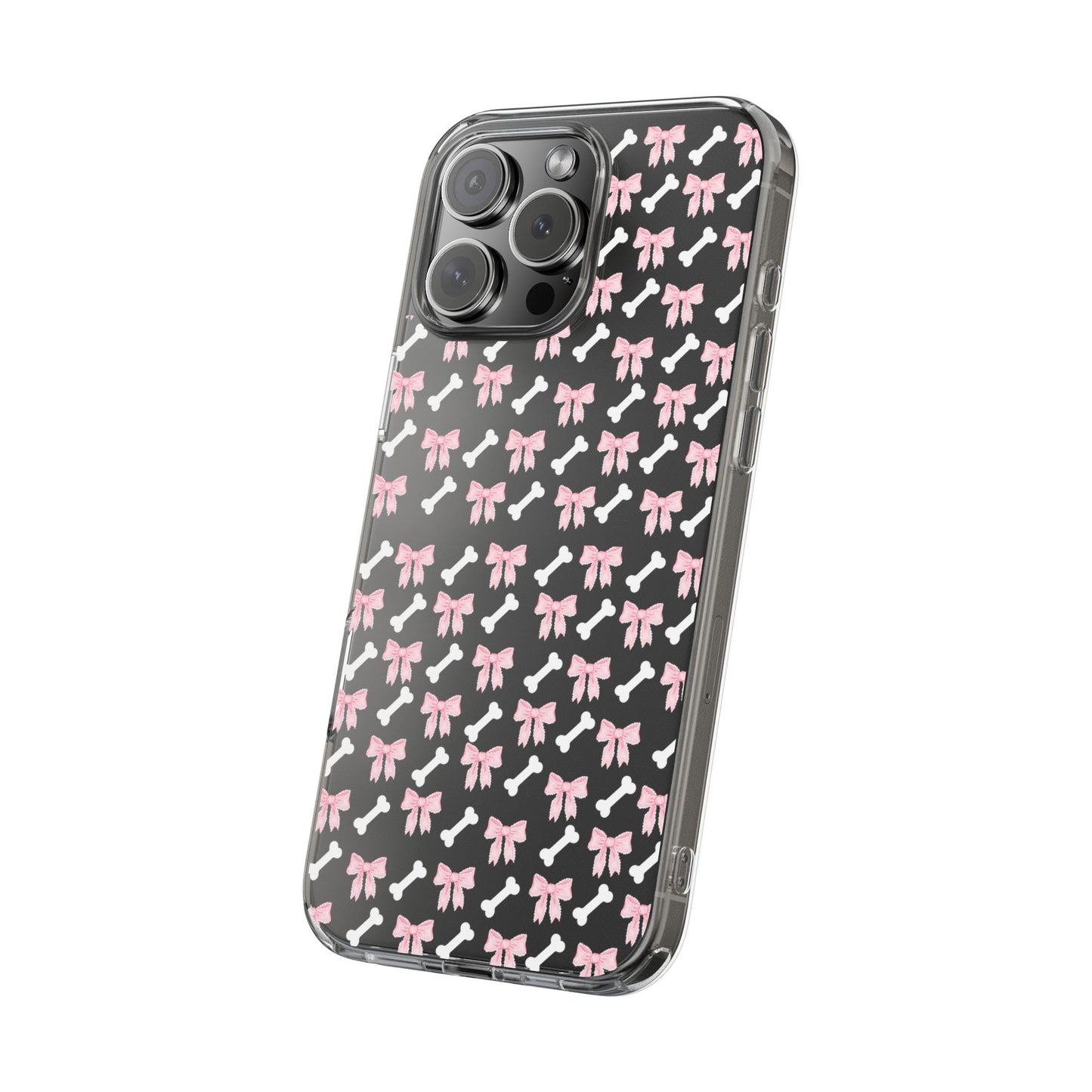 Cute Bow Pattern Clear Case for iPhone, Stylish Phone Cover, Pet Lover Gift, Dog Lover Accessory, Customizable iPhone Case