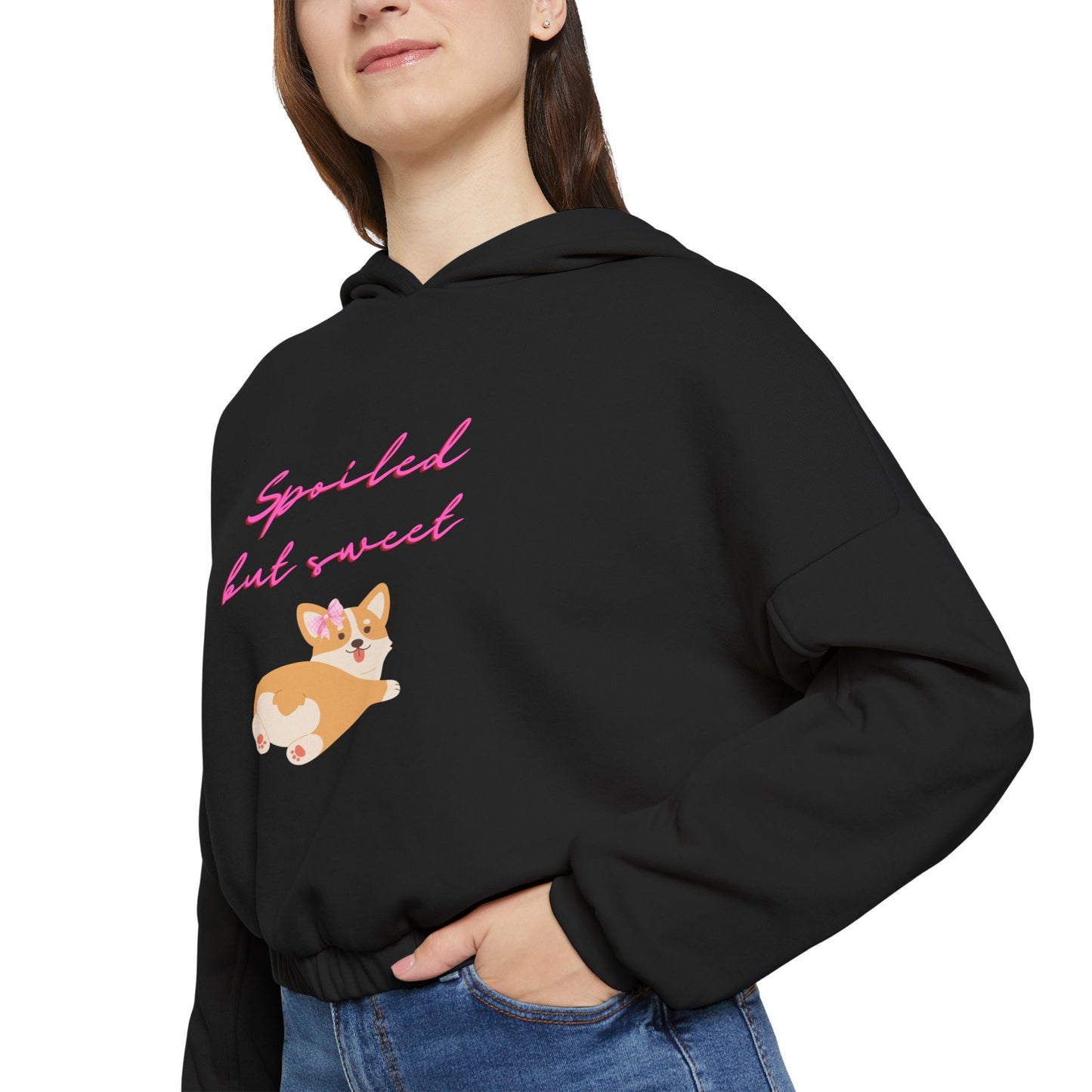 Spoiled Corgi Hoodie - Trendy Women's Cinched Bottom, Cozy Gift for Dog Lovers, Perfect for Casual Wear, Birthdays, and Holidays