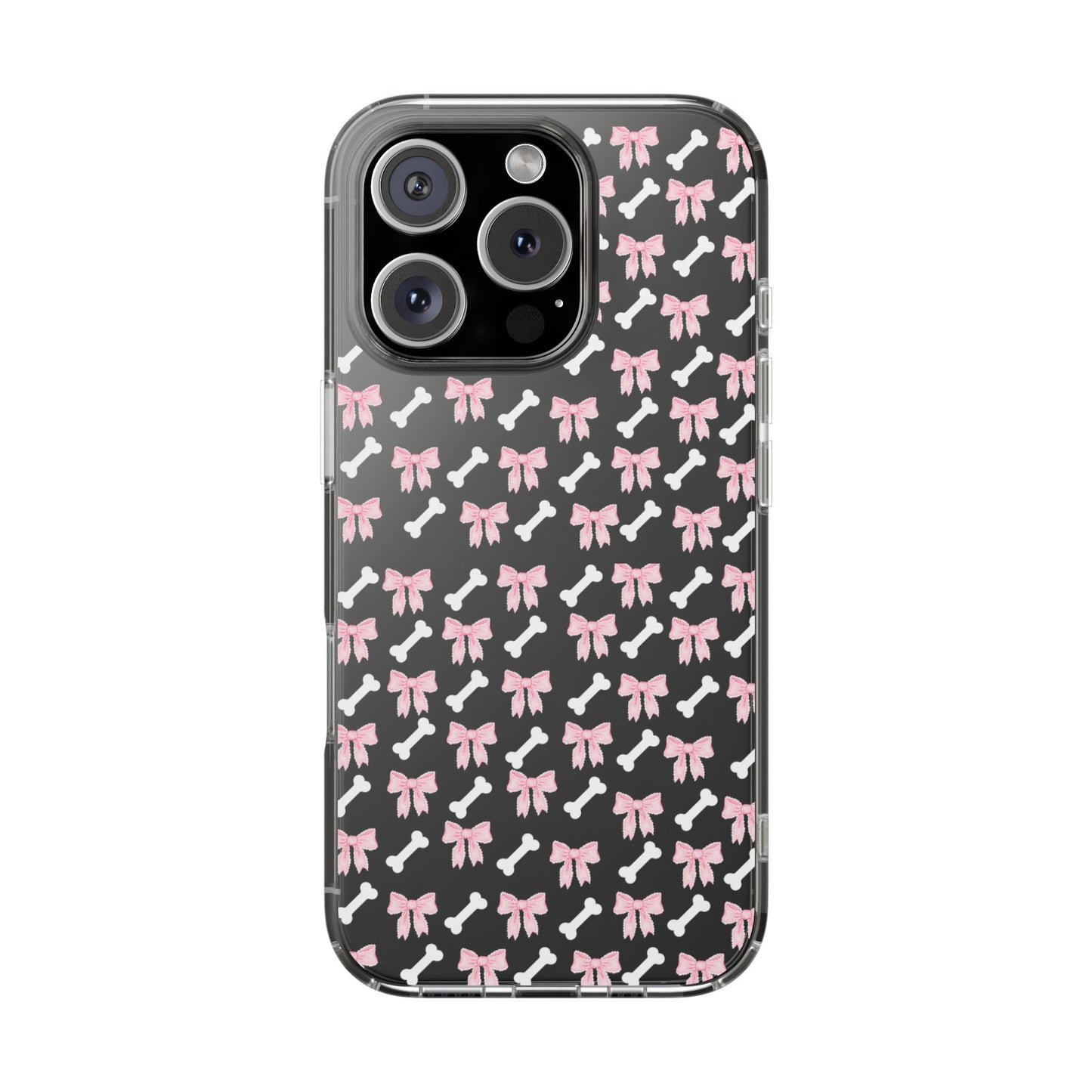 Cute Bow Pattern Clear Case for iPhone, Stylish Phone Cover, Pet Lover Gift, Dog Lover Accessory, Customizable iPhone Case
