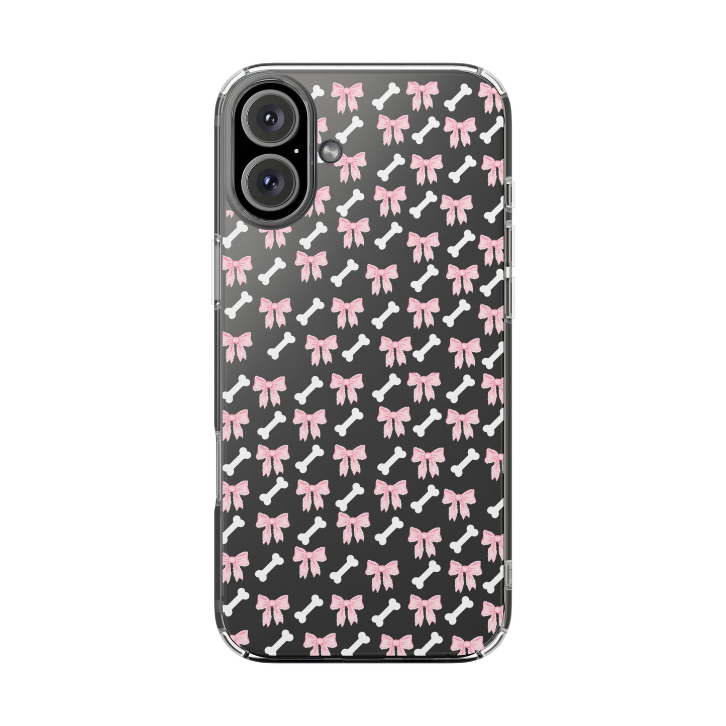Cute Bow Pattern Clear Case for iPhone, Stylish Phone Cover, Pet Lover Gift, Dog Lover Accessory, Customizable iPhone Case