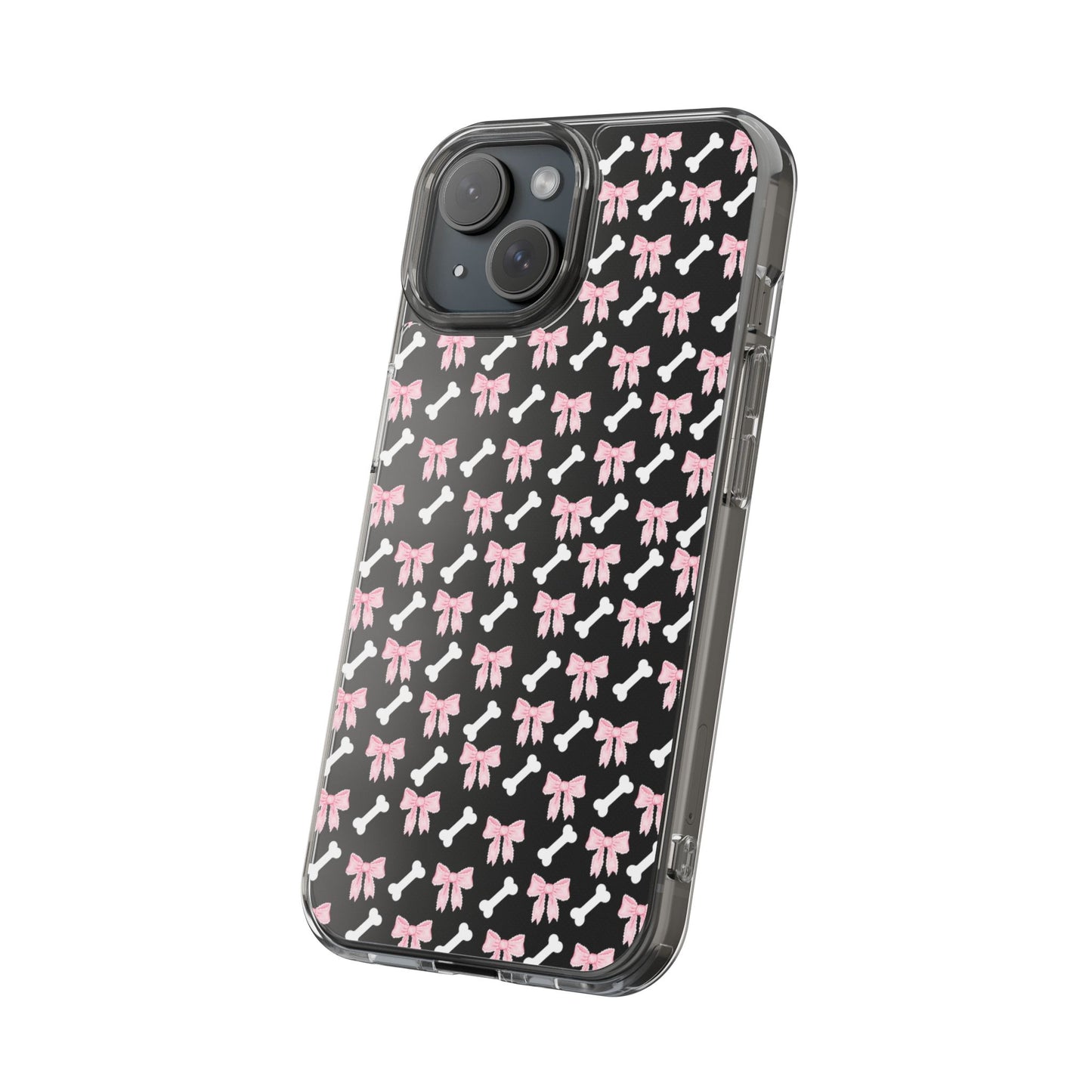 Cute Bow Pattern Clear Case for iPhone, Stylish Phone Cover, Pet Lover Gift, Dog Lover Accessory, Customizable iPhone Case