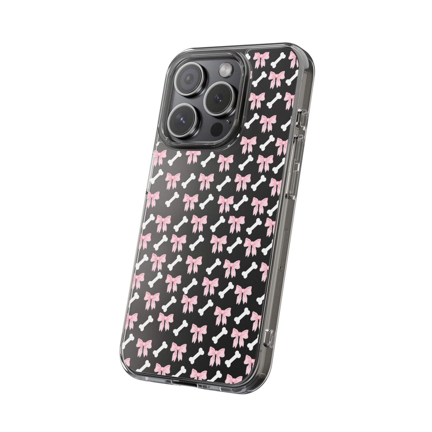 Cute Bow Pattern Clear Case for iPhone, Stylish Phone Cover, Pet Lover Gift, Dog Lover Accessory, Customizable iPhone Case