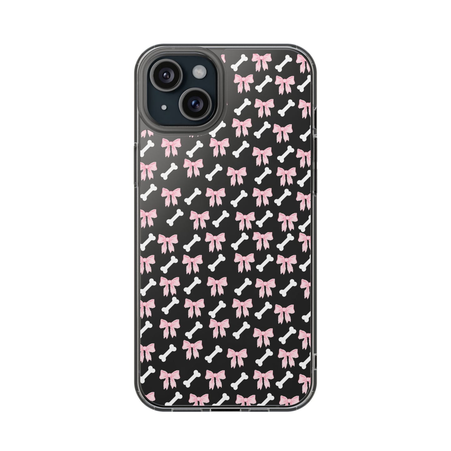 Cute Bow Pattern Clear Case for iPhone, Stylish Phone Cover, Pet Lover Gift, Dog Lover Accessory, Customizable iPhone Case