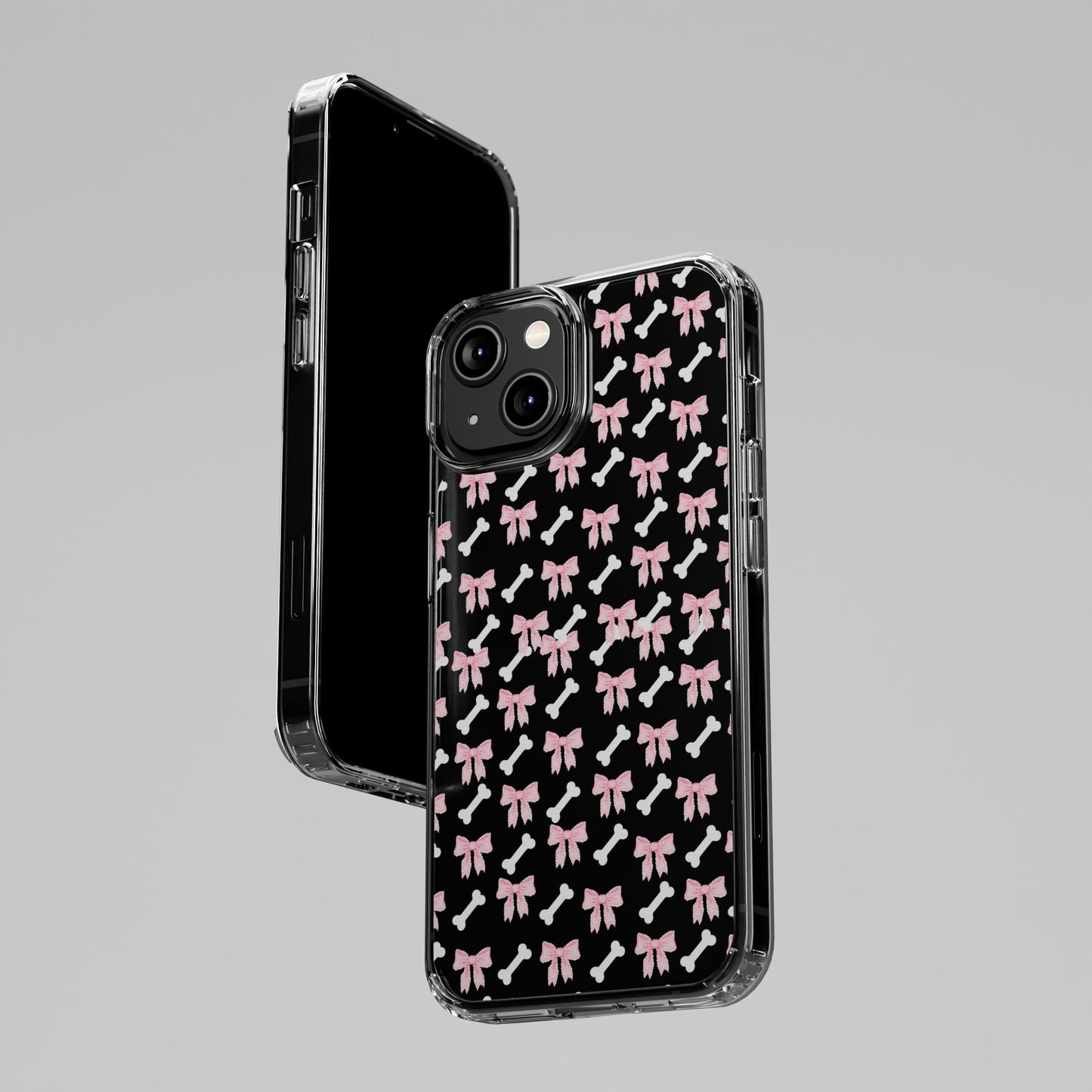 Cute Bow Pattern Clear Case for iPhone, Stylish Phone Cover, Pet Lover Gift, Dog Lover Accessory, Customizable iPhone Case