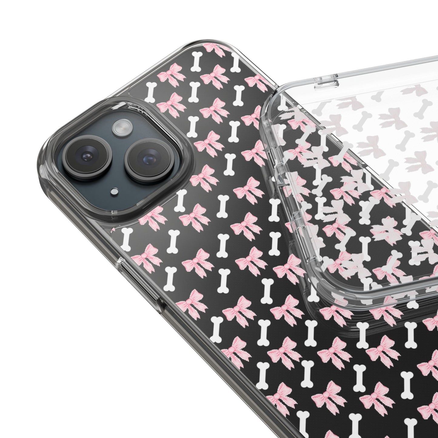 Cute Bow Pattern Clear Case for iPhone, Stylish Phone Cover, Pet Lover Gift, Dog Lover Accessory, Customizable iPhone Case