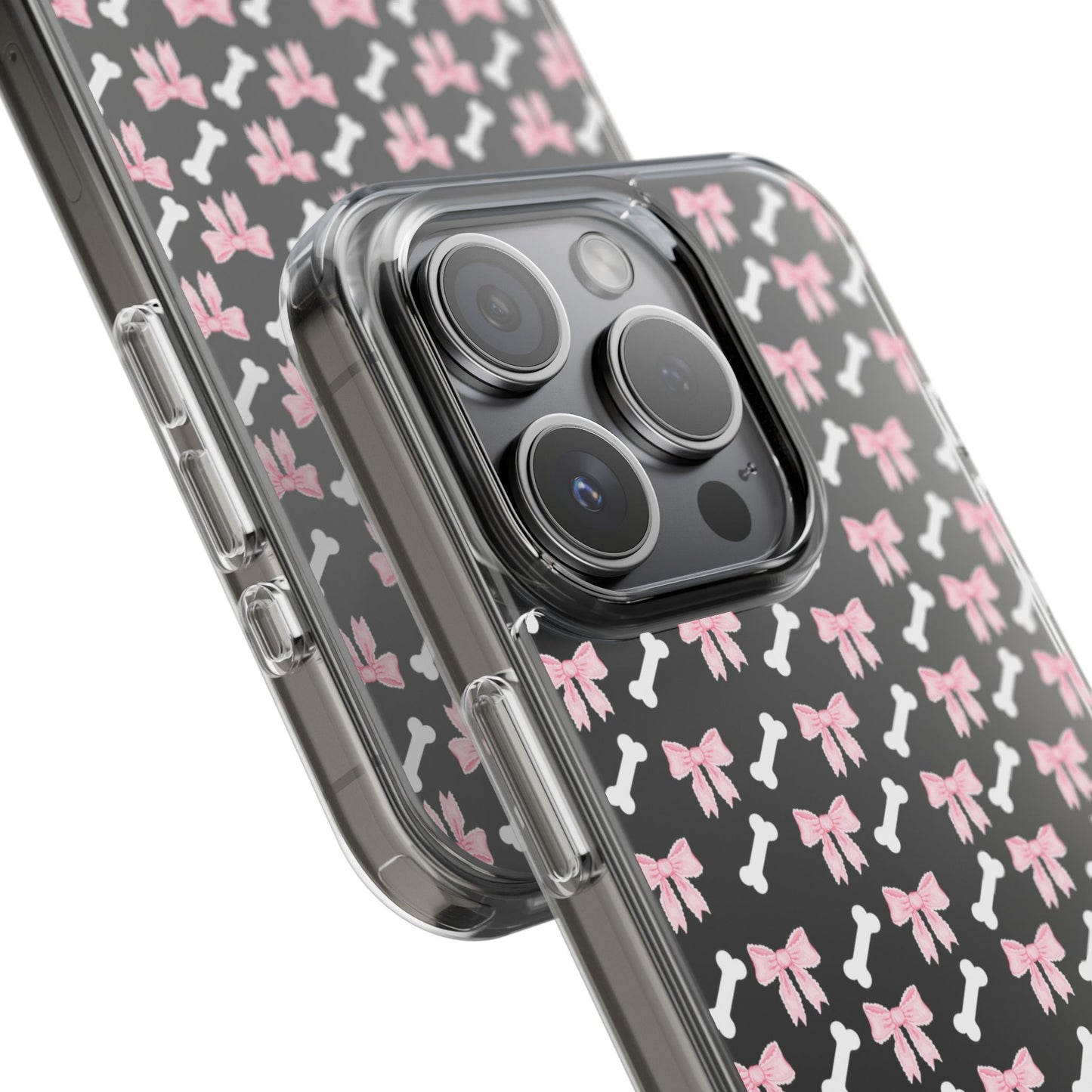 Cute Bow Pattern Clear Case for iPhone, Stylish Phone Cover, Pet Lover Gift, Dog Lover Accessory, Customizable iPhone Case