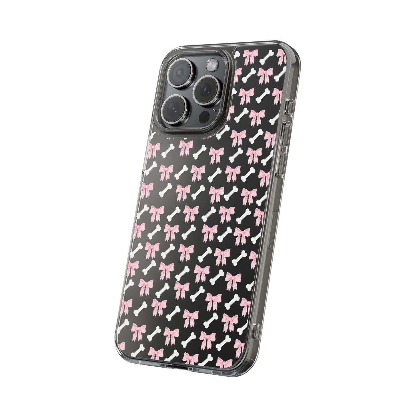 Cute Bow Pattern Clear Case for iPhone, Stylish Phone Cover, Pet Lover Gift, Dog Lover Accessory, Customizable iPhone Case