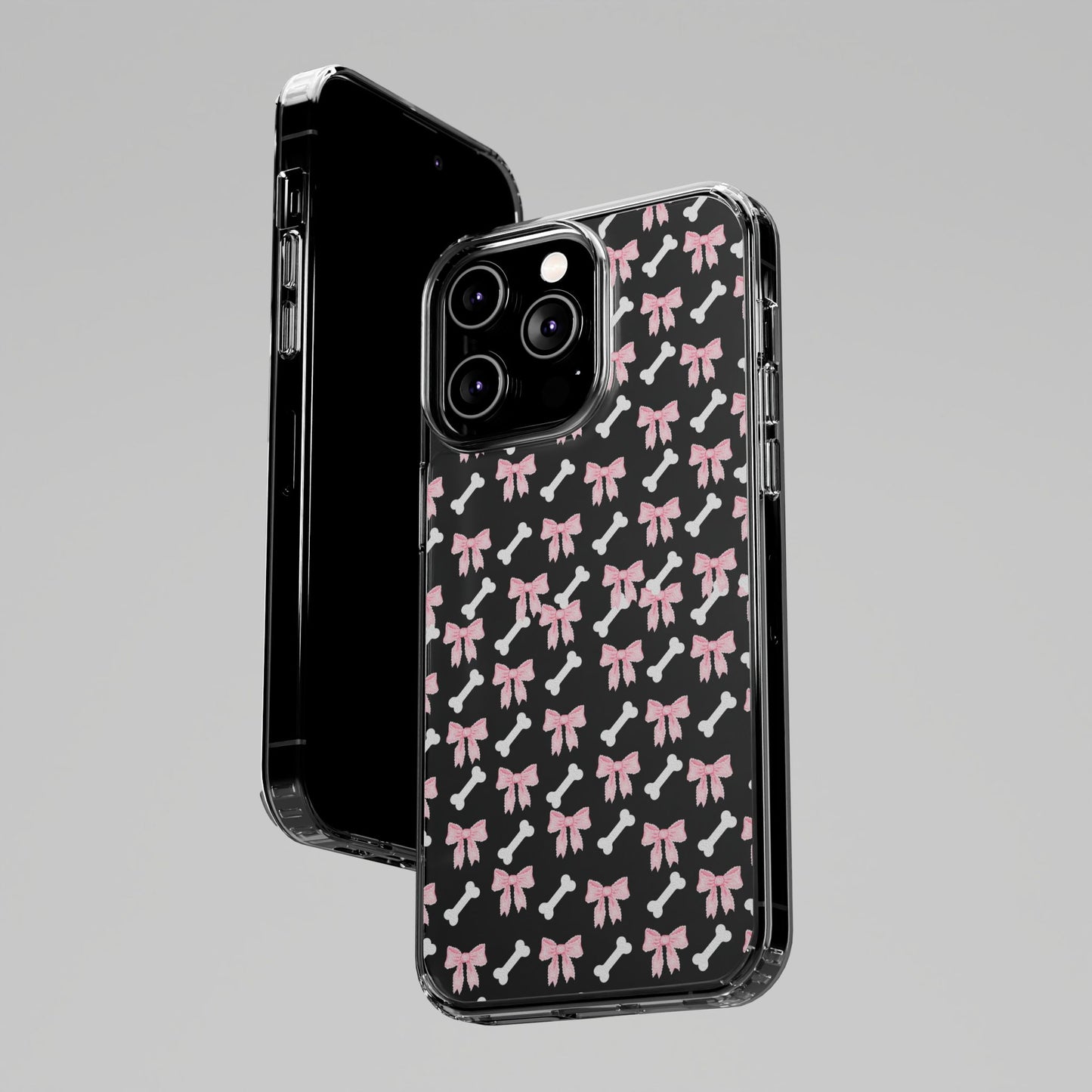 Cute Bow Pattern Clear Case for iPhone, Stylish Phone Cover, Pet Lover Gift, Dog Lover Accessory, Customizable iPhone Case