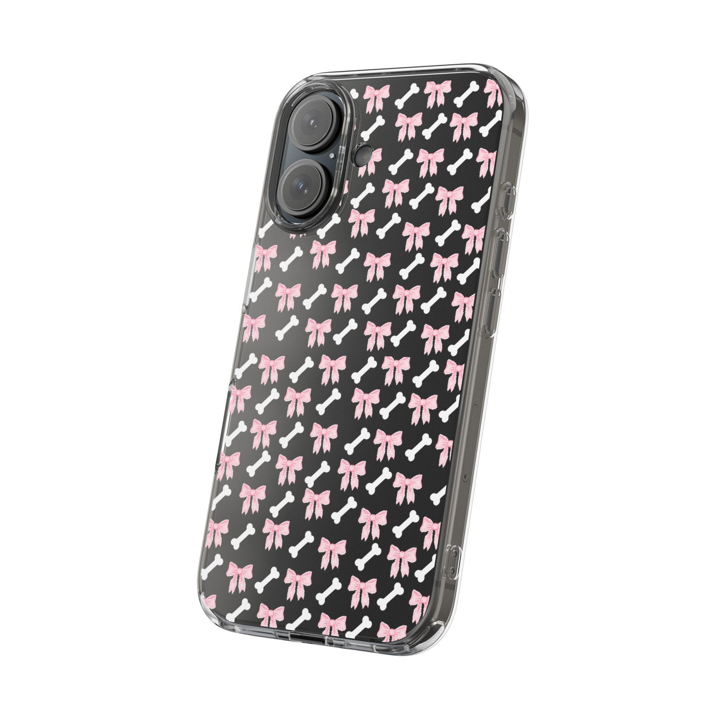Cute Bow Pattern Clear Case for iPhone, Stylish Phone Cover, Pet Lover Gift, Dog Lover Accessory, Customizable iPhone Case